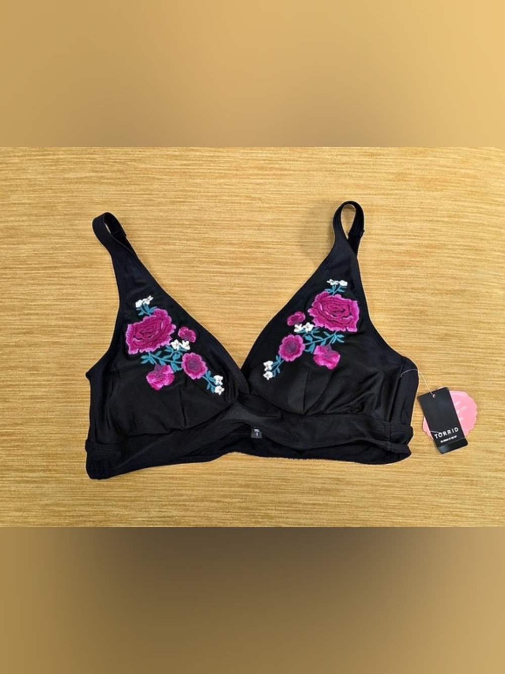 TORRID Bikini Top Floral in Black Size 1 (XL) NWT Built In Cups